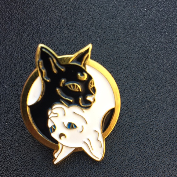 Yin yang black & white cat pin *3 pins for $12* - Picture 2 of 3